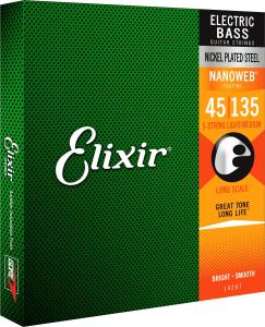 Elixir 14207 Electric Bass Nickel Plated Steel 5-String Nanoweb 045-135