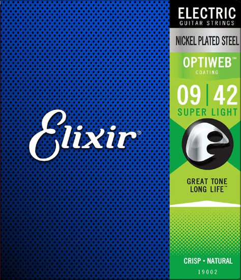 Elixir 19002 Electric Nickel Plated Steel Optiweb 009-042