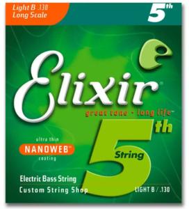 Elixir 15430 Nickel Plated Steel Single Bass Nanoweb Long Scale 130