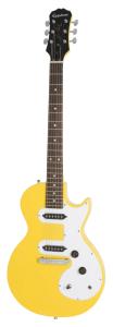 Epiphone Les Paul SL elgitarr i Sunset Yellow med vit pickguard och två single-coil pickups, framsida