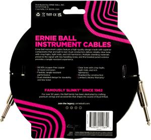 Ernie Ball 6395 Instrument Cable Flätad Rak-Rak 5,5m - Lila/Svart