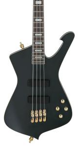 Closeup på Ibanez ICB620-BKF, 4-strängad elbas i svart