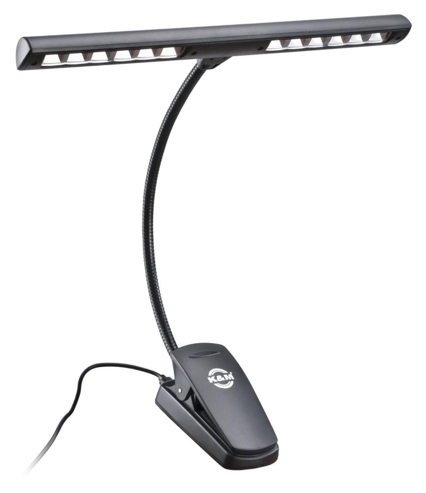 König & Meyer 12266 notställslampa med 12 LED lampor, sedd framifrån, stängd klämma