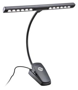 König & Meyer 12266 notställslampa med 12 LED lampor, sedd framifrån, stängd klämma