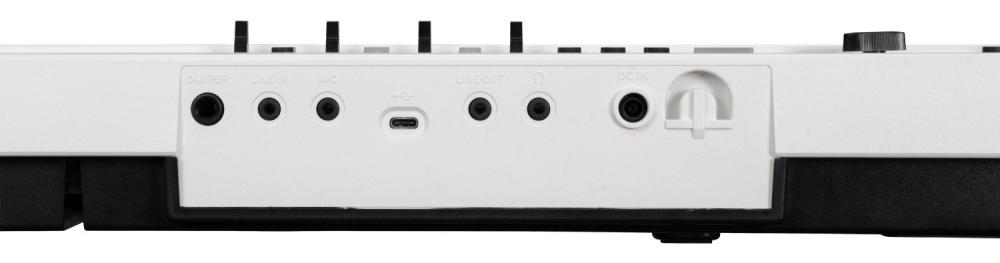 Korg L1 Live digitalpiano med 88 tangenter, closeup bakifrån