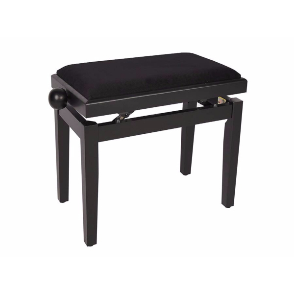 Boston Piano Bench Satin Black/Black Velvet Seat