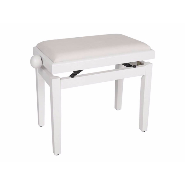 Boston Piano Bench Satin White/White Velvet Seat