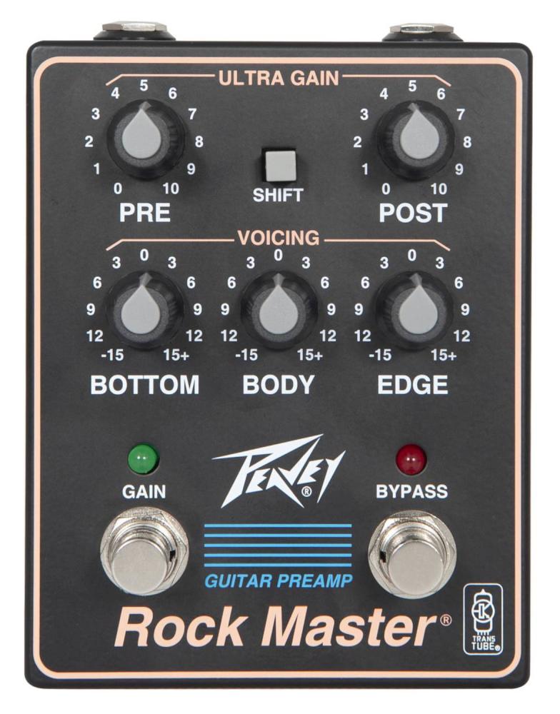 Peavey Rockmaster Preamp Pedal, effektpedal, sedd ovanifrån