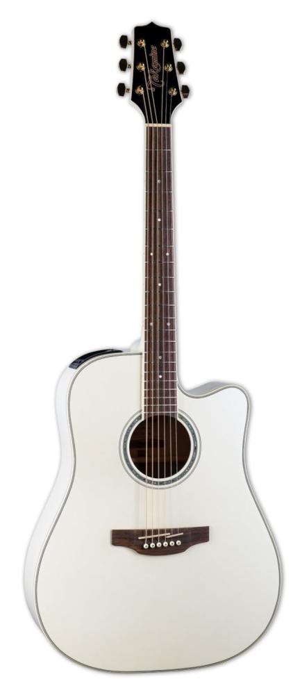 Takamine GN37CE dreadnought gitarr i pearl white, framsida
