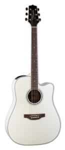 Takamine GN37CE dreadnought gitarr i pearl white, framsida