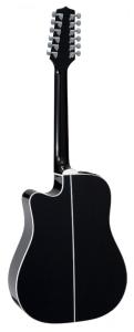 Takamine GD38CE tolvsträngad akustisk gitarr i svart, baksida