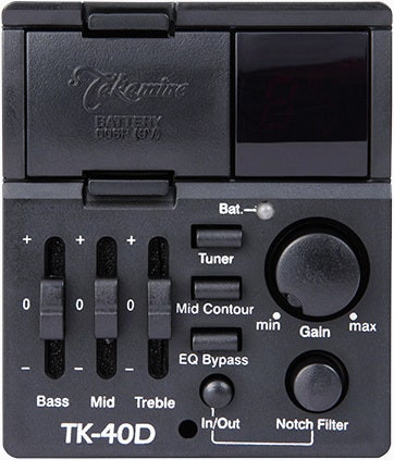 Takamine TK-40D preamp och stämapparat, close up.