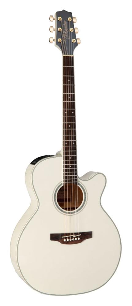 Takamine GN37CE nex body gitarr i pearl white, framsida