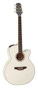 Takamine GN37CE nex body gitarr i pearl white, framsida
