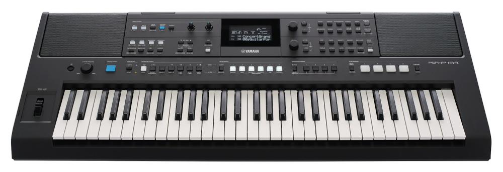 Yamaha PSR-E483, bärbart keyboard, sedd framifrån