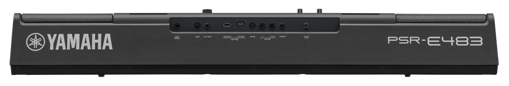 Yamaha PSR-E483, bärbart keyboard, sedd bakifrån