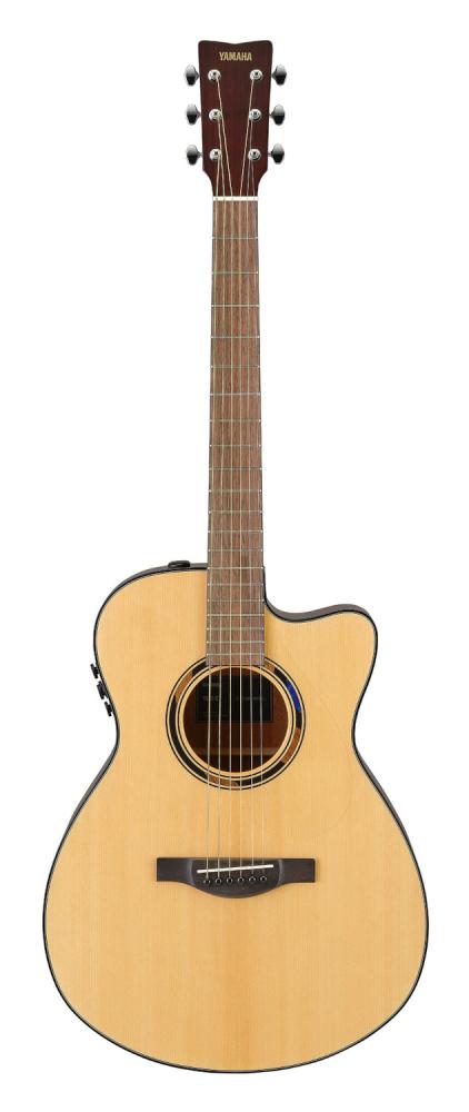 Yamaha TAS1 C Natural stålsträngad akustisk gitarr, sedd framifrån.