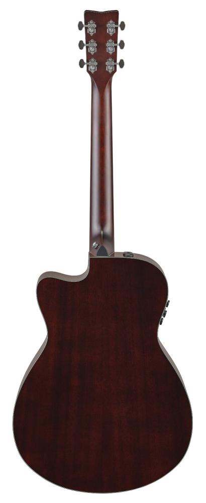 Yamaha TAS1 C Natural stålsträngad akustisk gitarr, sedd bakifrån.