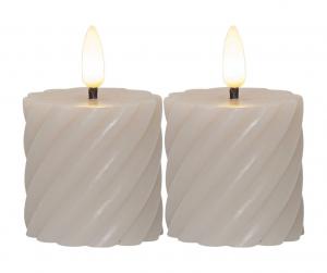 FLAMME SWIRL LED-Blockljus 2-Pack 7,5cm Beige