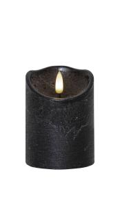 FLAMME RUSTIC LED-Blockljus 10cm Svart