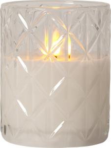 FLAMME ROMB LED-Blockljus Batteri 12,5cm Klar