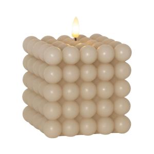 FLAMME DOT LED-Blockljus 12,5cm Beige