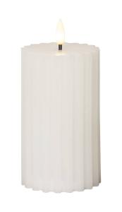 FLAMME STRIPE Blockljus 15cm Vit