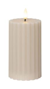 FLAMME STRIPE Blockljus 15cm Beige