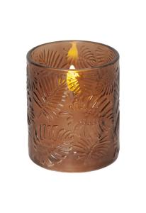 FLAMME LEAF LED-Blockljus 10cm Brun