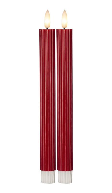 FLAMME STIPE LED-Antikljus 2-pack 25cm Röd