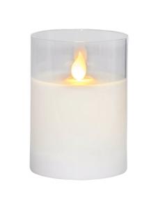 M-TWINKLE LED-Blockljus 10cm Vax/Klar/Varmgul