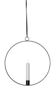 FLAMME RING med Batteridrivet Antikljus 28,5cm Svart