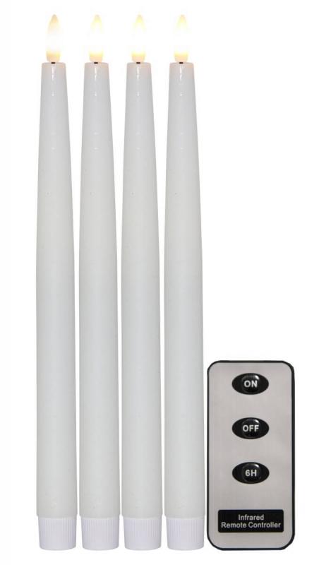 FLAMME LED-Antikljus 4-Pack 28,5cm Vit