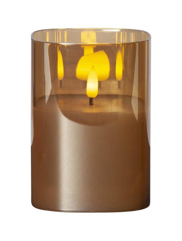 FLAMME LED-Blockljus 12,5cm Amberfärgat Glas