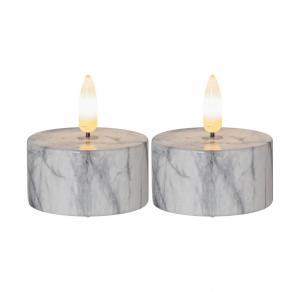 FLAMME MARBLE LED-Värmeljus 2-Pack 6cm Grå