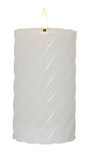 FLAMME SWIRL LED-Blockljus 15cm Vit