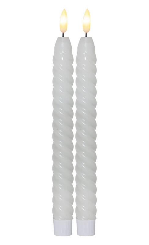 FLAMME SWIRL LED-Antikljus 2-Pack 25cm Vit