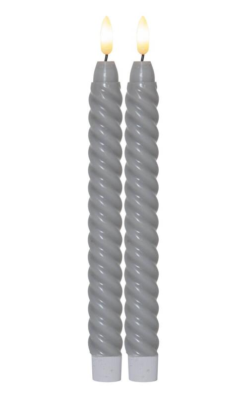 FLAMME SWIRL LED-Antikljus 2-Pack 25cm Grå