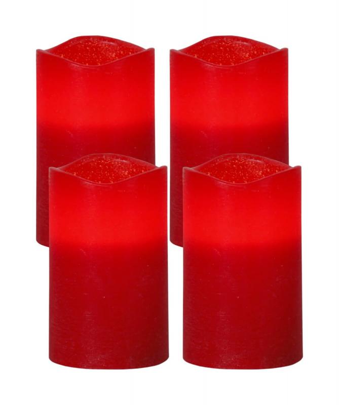 MAY LED-Blockljus 4-pack 12,5cm Röd