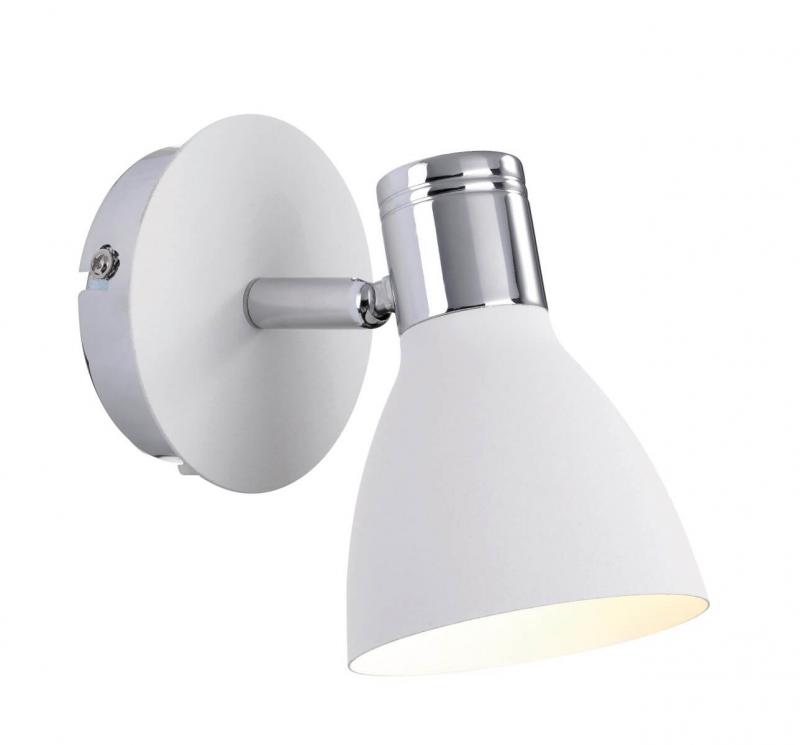 HUSEBY Vägglampa 1L 10cm Krom/Vit