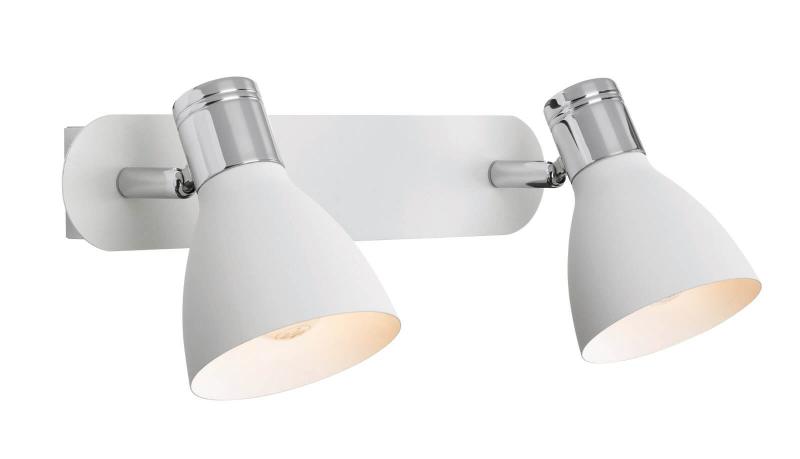 HUSEBY Vägglampa 2L 33cm Krom/Vit