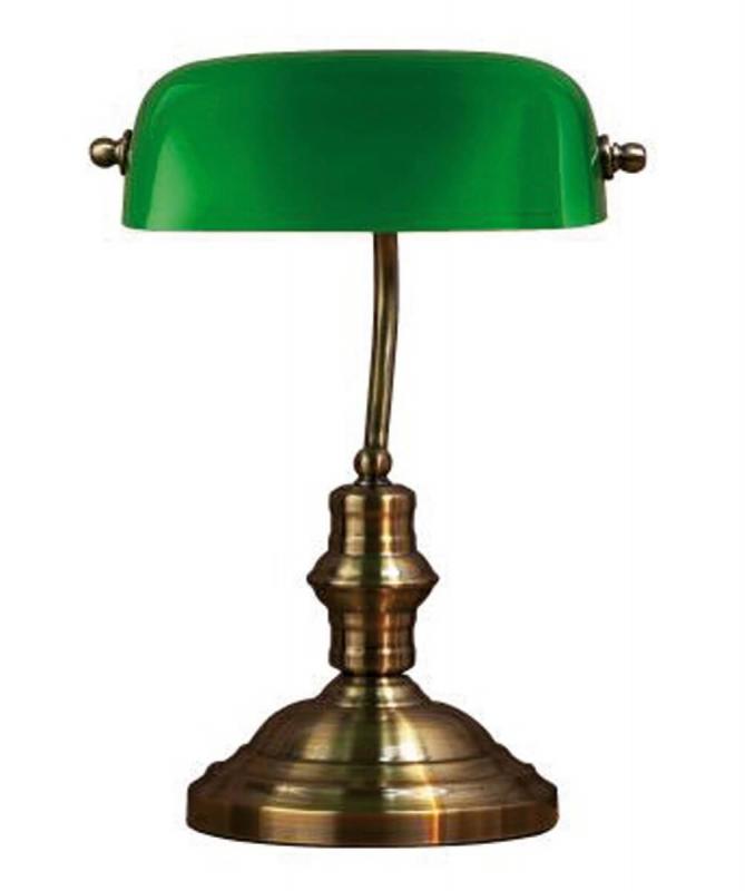 BANKERS Bordslampa 1L 42cm Oxid/Grön