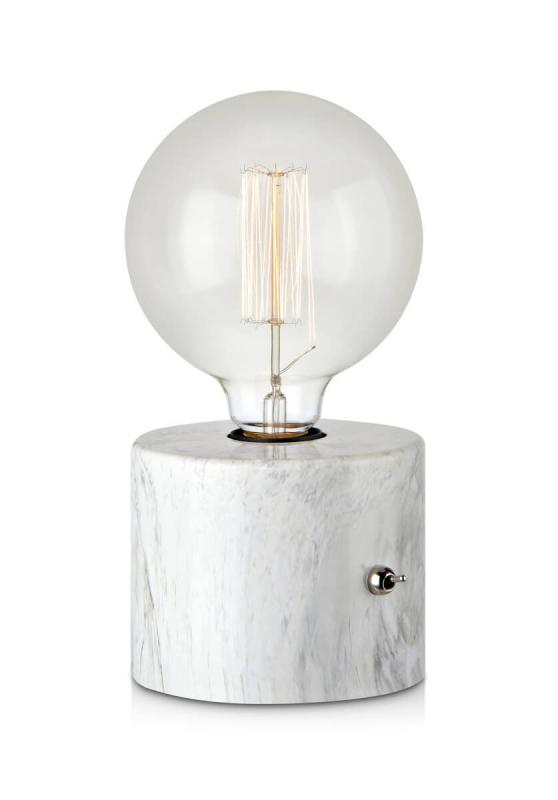 ROUND Bordslampa 1L 10cm Marmorprint Vit