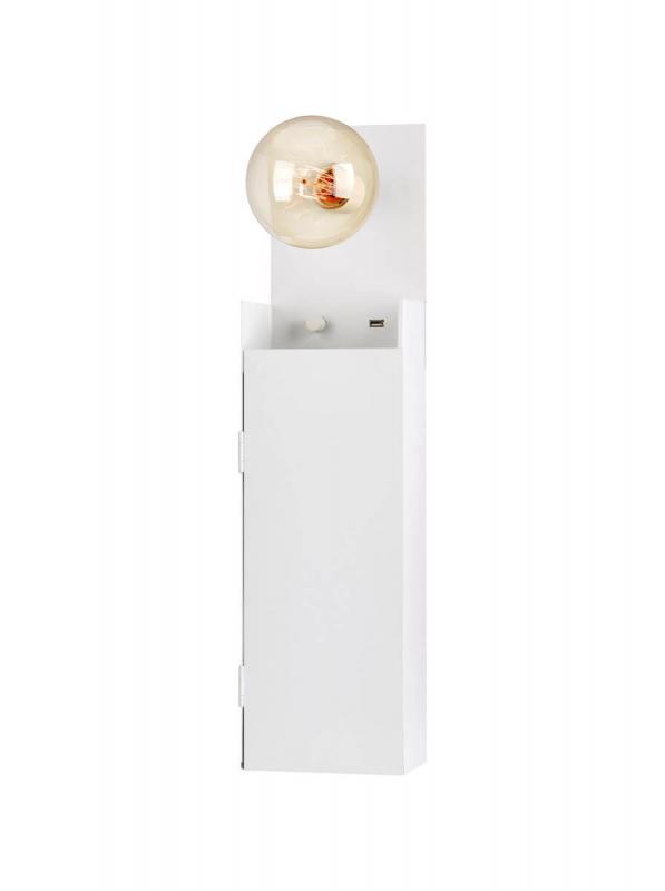 COMBO Nyckelskåp Vägglampa 16cm Vit