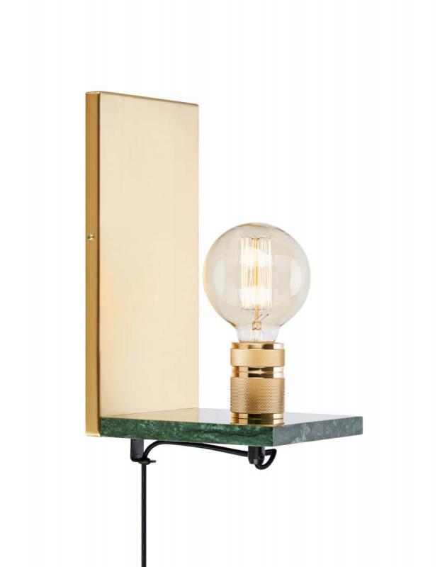 ETUI Vägglampa 1l 17cm Marmor Mässing/Grön