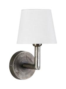 COLUMBUS Vägglampa 30cm Råsilver/Vit Linneskärm