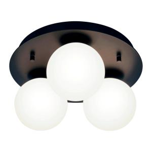 NICOSIA Plafond Bad 3L 25cm Svart/Opalvit IP44