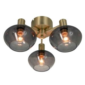 BELL Plafond 3-arm 42cm Matt Mässing/Rök