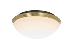 SIRACUSA LED-Plafond Bad 25cm Matt Mässing/Opalvit IP44