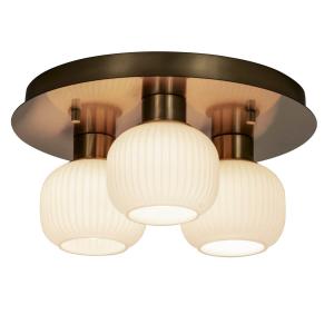MESSINA Plafond Bad 3L 28cm Matt Mässing/Opalvit IP44